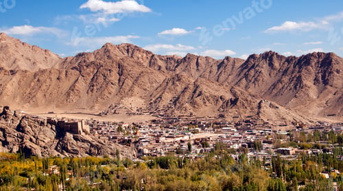 Preview: Aerial view of Leh city, Ladakh, India