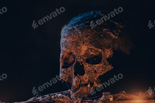 Preview: Scary grunge skull wallpaper. Halloween background.