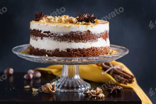 Preview: Homemade easter carrot cake with walnuts, nuts, spices