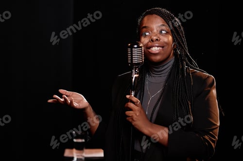 Preview: Black Woman Performing in Stand Up Show