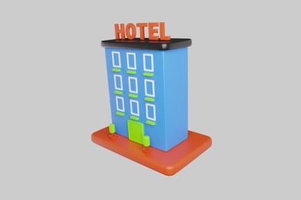 Preview: Colorful hotel adventure building asset