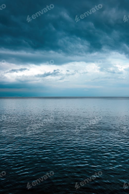 Preview: Adriatic sea water surface with dramatic sky