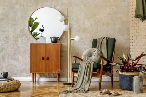 Preview: Modern retro composition of living room interior