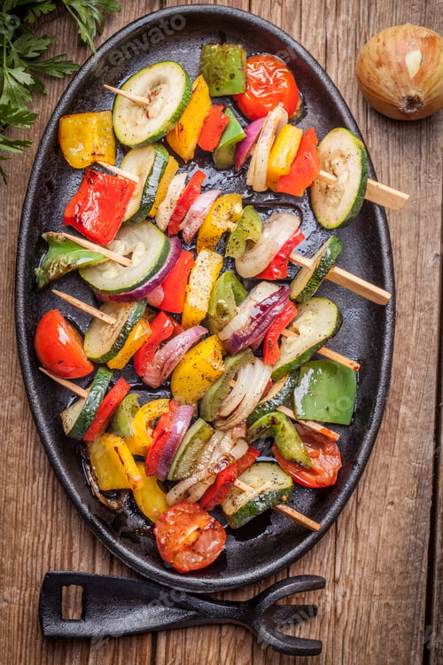 Preview: Vegetable skewers.