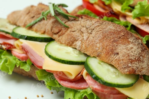Preview: Concept of tasty eating with ciabatta sandwiches, close up
