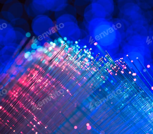 Preview: Bunch Of Optical Fibres Dinamic Flying From Deep On Technology Background