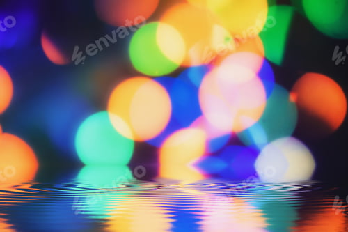 Preview: Reflection Of The Holiday Lights- Colored Circles Bokeh. Abstract Blurred Background
