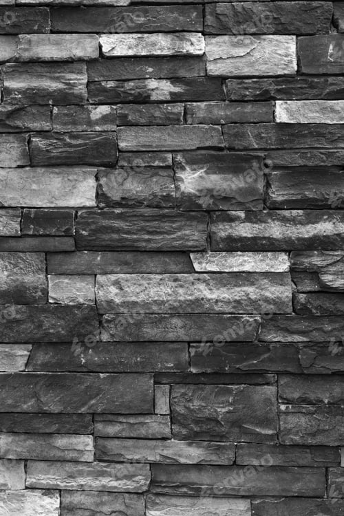 Preview: Black and white brick stone wall full frame background