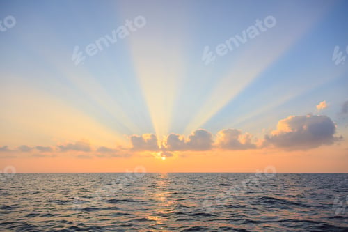 Preview: Cloud formations after sunrise, Hulopo'e Bay, Lanai Island, Hawaii, USA