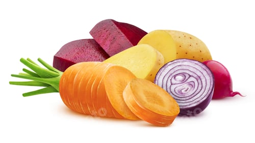 Preview: Mix of different vegetables isolated on white background
