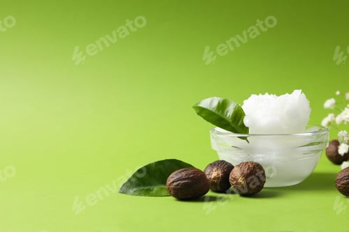 Preview: Concept of skin care cosmetics, Shea butter, space for text