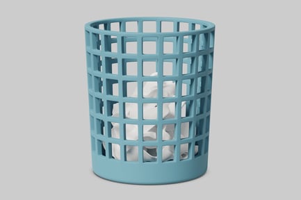 Preview: Blue trash can with grid pattern.