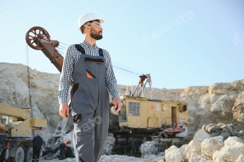Preview: Worker and quarry in background