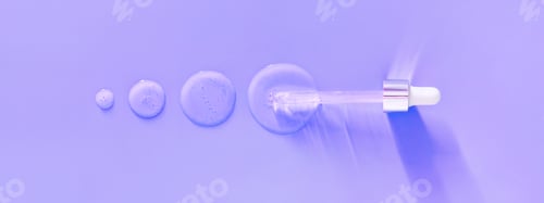 Preview: banner pipette drops of serum on purple neon background