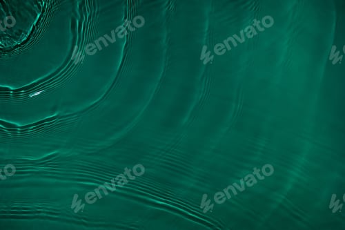 Preview: Transparent dark emerald green clear water surface texture with ripples, splashes and bubbles