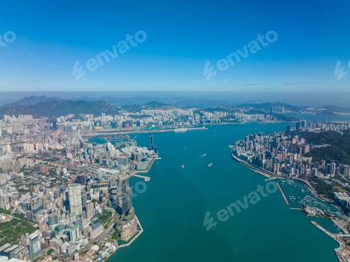 Preview: Hong Kong 08 December 2021: Aerial view of Hong Kong city