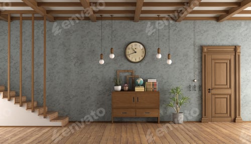 Preview: Retro home entrace with closed door