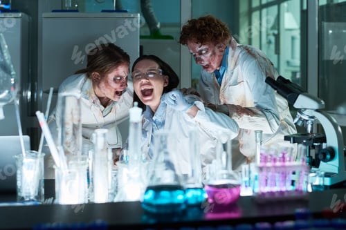 Preview: Hungry Zombies Attacking Lab Worker