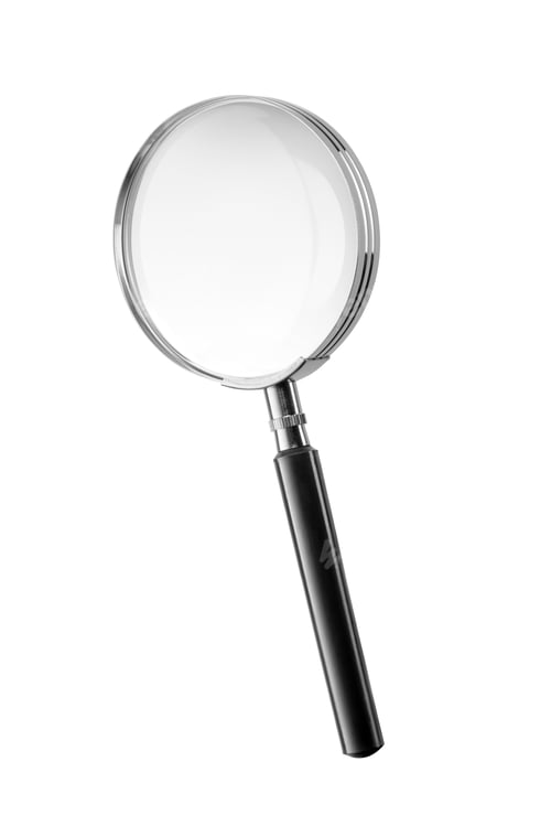 Preview: Magnifying glass with black handle isolated on white background.