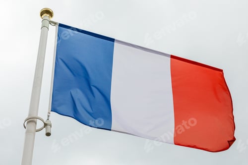 Preview: flag of France wind against sky