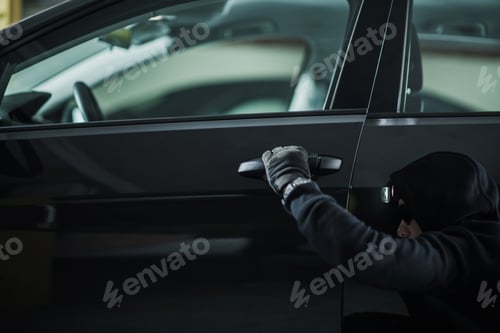 Preview: Person Attempting to Steal From a Car in a Parking Area at Night