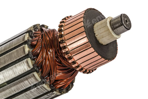 Preview: Rotor of electric motor close-up, isolated on white background
