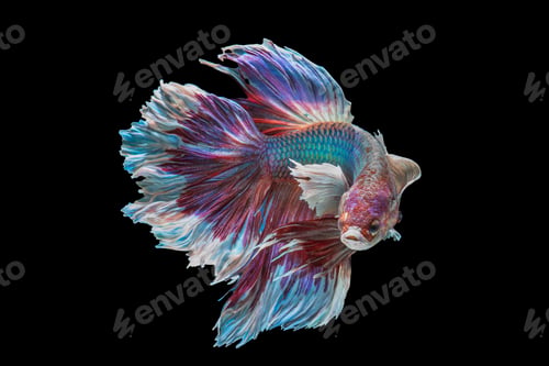 Preview: Betta Siamese Fighting Fish on Black Background