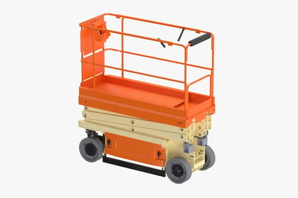 Preview: Lowered Scissor Lift: Detailed Orange and Beige Machine