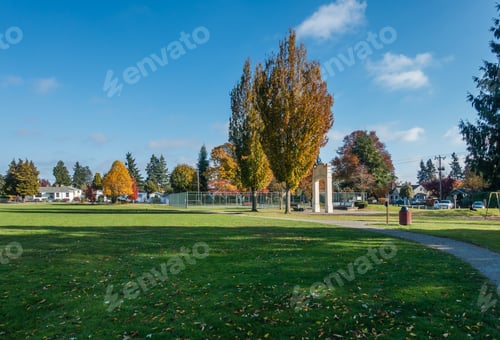 Preview: A View Of A Park In Burien, Washington In Autumn.