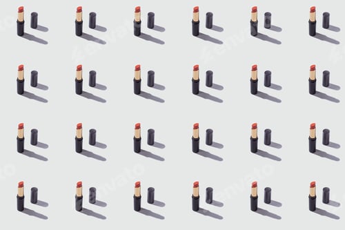 Preview: Nude lipstick make up beauty pattern on gray