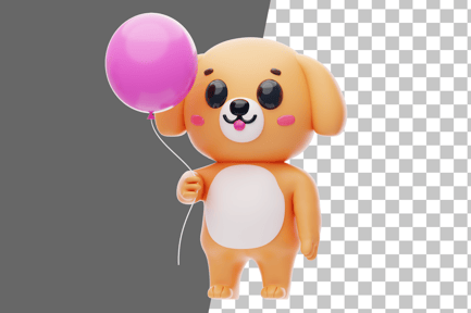 Preview: Dog Character Holding Balloon 3D Illustration