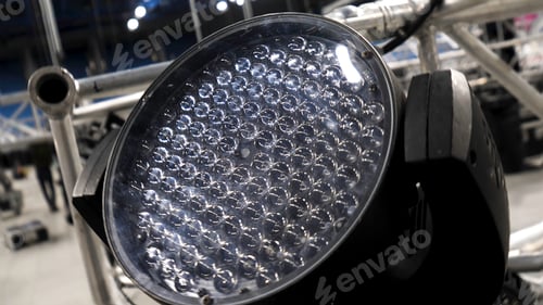 Preview: Close up of a spotlight, element of stage light, professional equipment concept. Stock footage