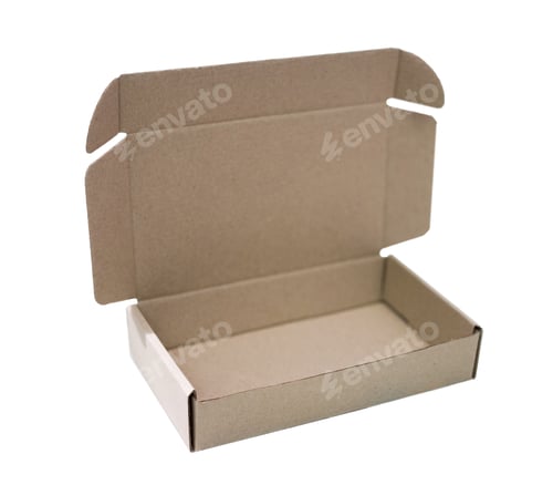 Preview: open cardboard box isolated on white