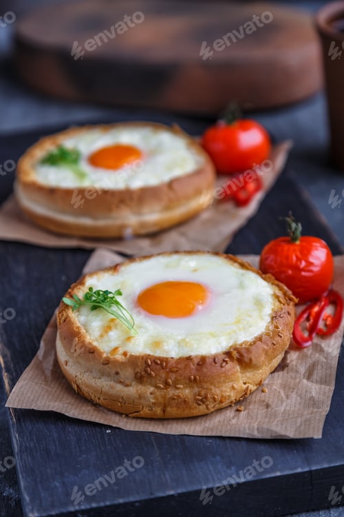 Preview: Buns filled with chhese melded butter and yolk, close view