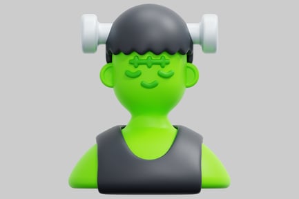 Preview: Close-Up of a Green and Black Toy with Detailed Head Features