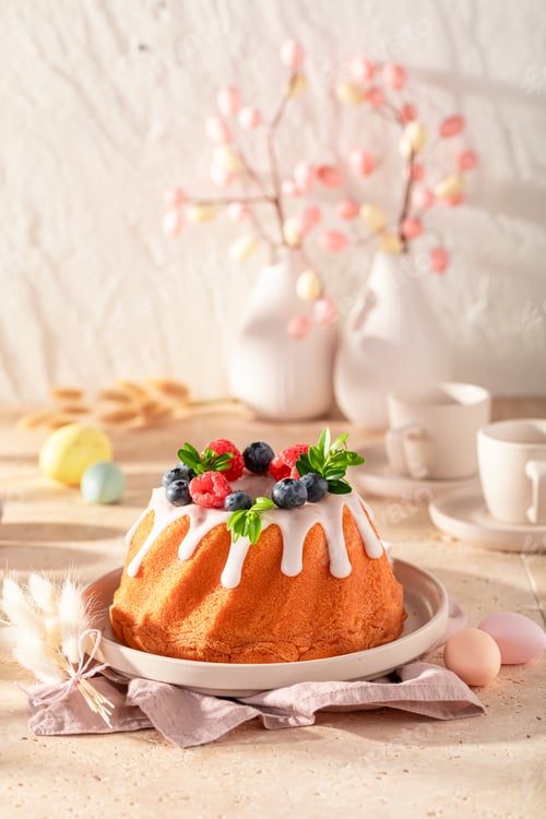 Preview: Delicious ring cake for Easter as perfect Easter card.
