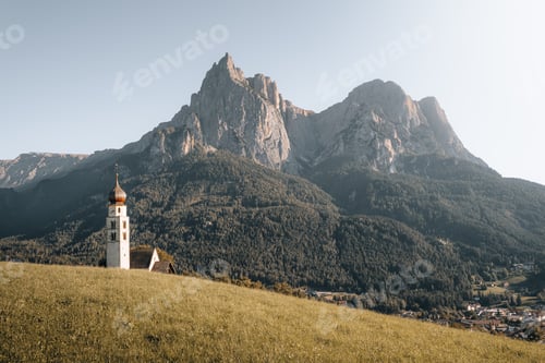 Preview: Seis am Schlern, St. Valentin Church in Dolomites, Trentino Alto Adige Italy
