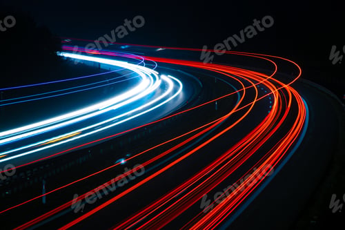 Preview: lights of cars driving at night. long exposure