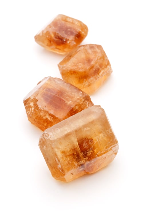 Preview: Brown caramelized lump cane sugar cube isolated on white background cutout