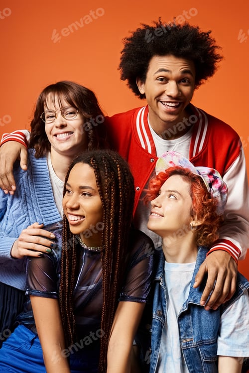 Preview: Diverse young friends bonding in studio