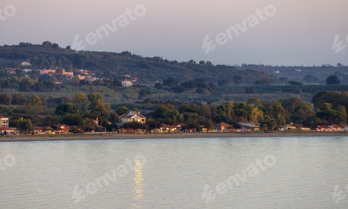 Preview: Residential Homes by the beach on Ionian Sea in a small touristic Town. Katakolo, Greece.