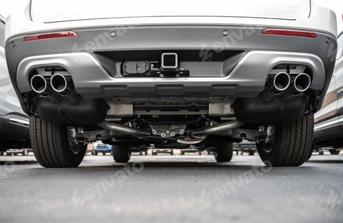 Preview: Exhaust System in Brand New Modern Car.