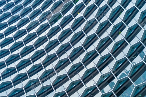 Preview: Office buildings windows. Glass architecture facade design with reflection