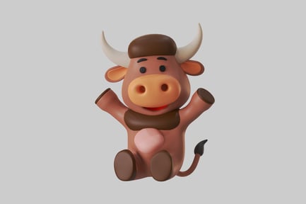 Preview: Cartoon cow cheerful design asset