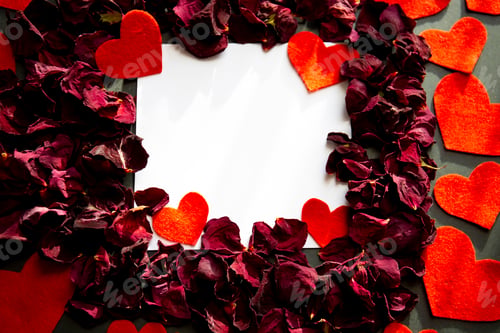 Preview: Frame from flower petals, love symbol