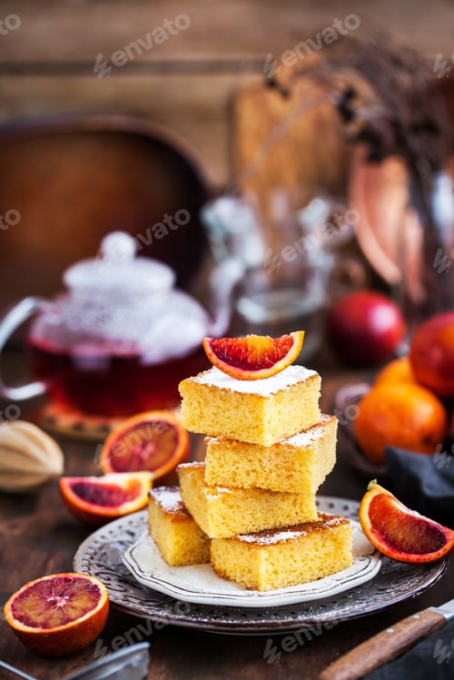 Preview: Homemade gluten-free polenta, almond and blood orange cake