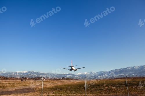 Preview: the plane lands on the background of the mountains
