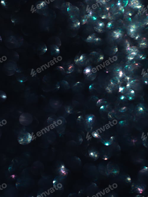 Preview: Trendy neon colors festive defocused lights vintage lens. Blue purple bokeh.Perfect abstract overlay