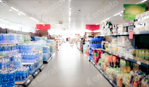 Preview: Supermarket shelfs with variety drink bottles