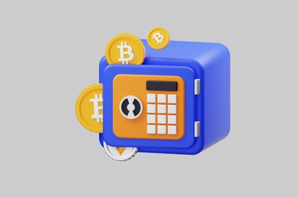 Preview: Digital safe with cryptocurrency coins